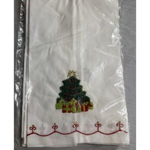 Lillian Vernon Vintage Christmas Sleigh Tree Holiday Guest Towels